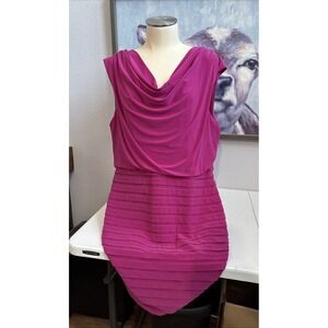 Adrianna Papell‎ Woman's Size 14 Pink Fushia Sleeveless Swoop Neck Summer Dress